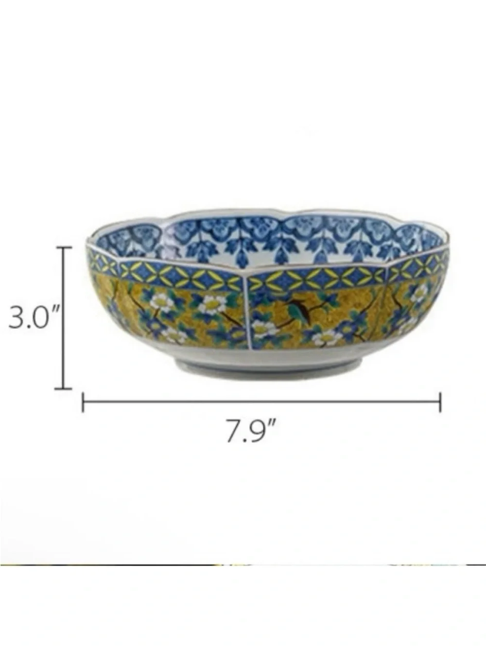 NWOT- Retro Bowl - Scalloped Porcelain Floral Bowl
